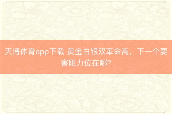 天博体育app下载 黄金白银双革命高，下一个要害阻力位在哪？