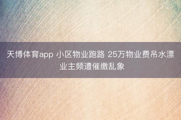 天博体育app 小区物业跑路 25万物业费吊水漂 业主频遭催缴乱象