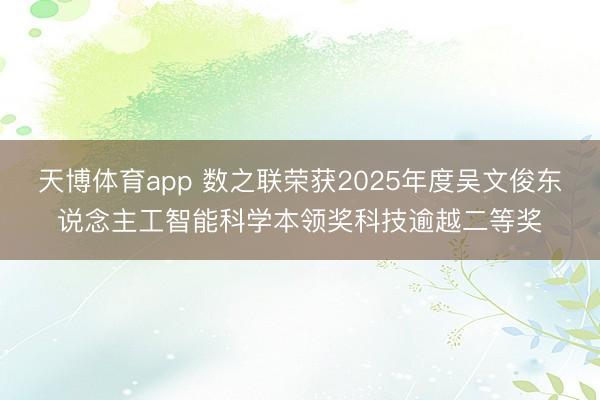 天博体育app 数之联荣获2025年度吴文俊东说念主工智能科学本领奖科技逾越二等奖