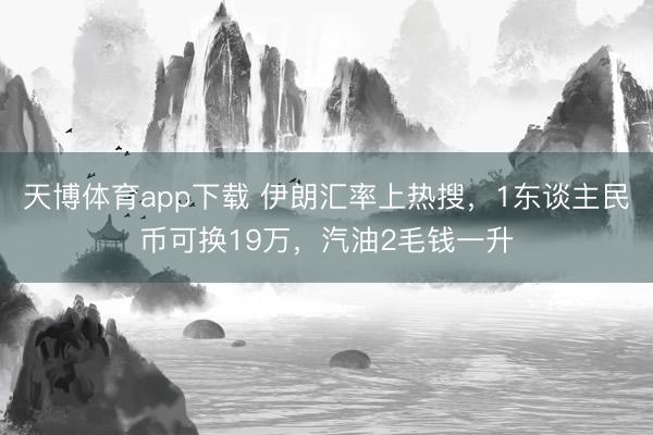 天博体育app下载 伊朗汇率上热搜,1东谈主民币可换19万,汽油2毛钱一升