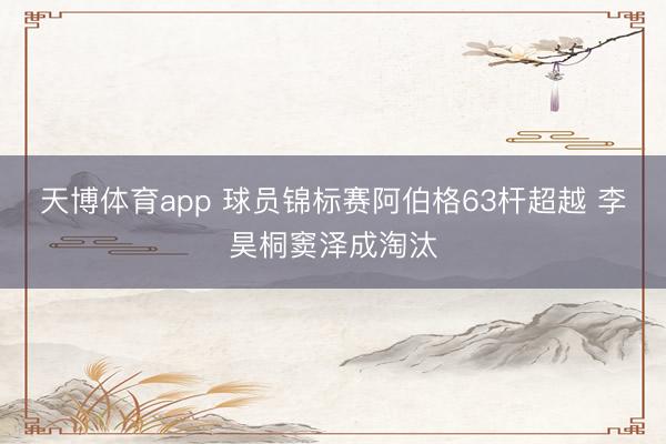 天博体育app 球员锦标赛阿伯格63杆超越 李昊桐窦泽成淘汰
