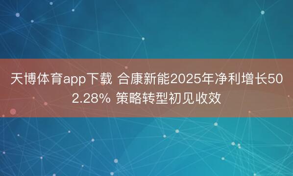 天博体育app下载 合康新能2025年净利增长502.28% 策略转型初见收效