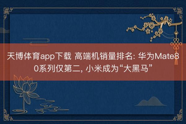 天博体育app下载 高端机销量排名: 华为Mate80系列仅第二， 小米成为“大黑马”