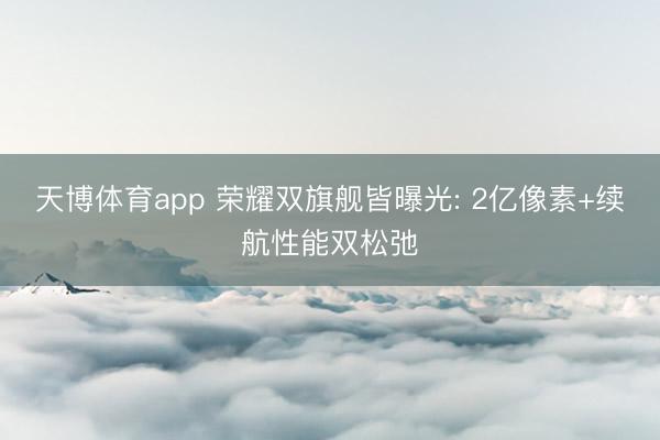 天博体育app 荣耀双旗舰皆曝光: 2亿像素+续航性能双松弛