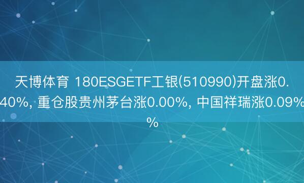天博体育 180ESGETF工银(510990)开盘涨0.40%, 重仓股贵州茅台涨0.00%, 中国祥瑞涨0.09%