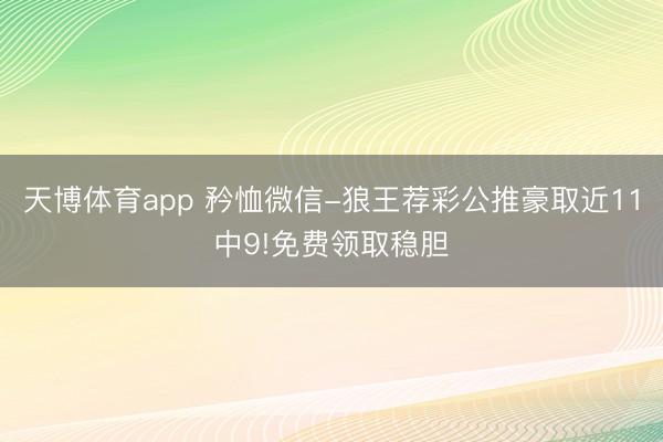 天博体育app 矜恤微信-狼王荐彩公推豪取近11中9!免费领取稳胆
