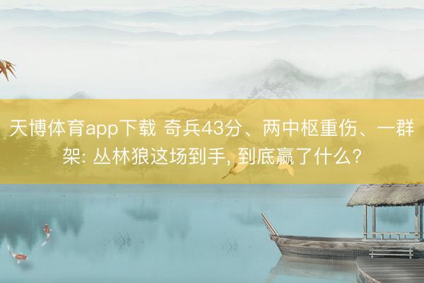 天博体育app下载 奇兵43分、两中枢重伤、一群架: 丛林狼这场到手， 到底赢了什么?