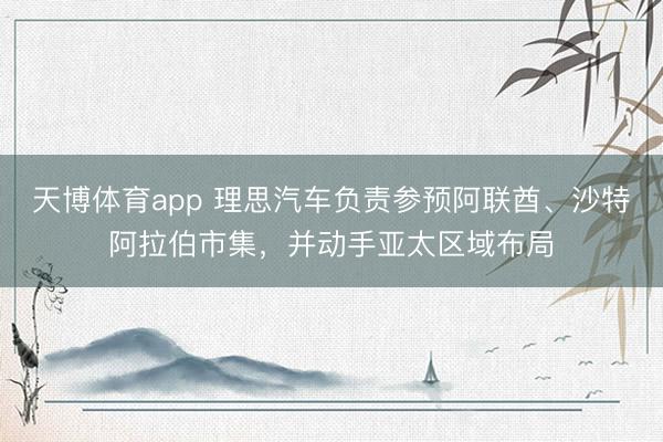 天博体育app 理思汽车负责参预阿联酋、沙特阿拉伯市集，并动手亚太区域布局